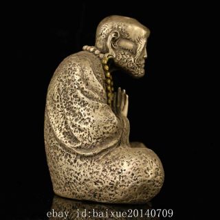 chinese old Copper plating silver Bodhidharma Buddha statue /qianlong mark f01A 6