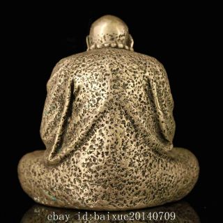 chinese old Copper plating silver Bodhidharma Buddha statue /qianlong mark f01A 7