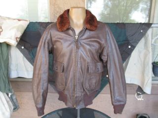 Vtg Us Navy,  Usn Goatskin G - 1 Leather Bomber,  Flight Jacket