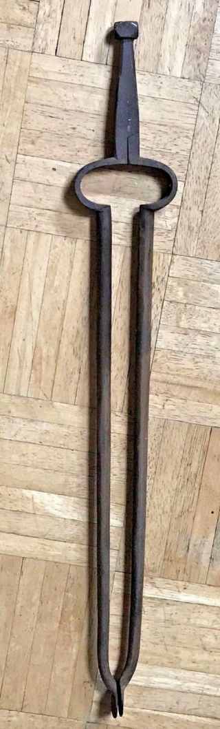 Vintage Wrought Iron Log Grabber Claw Firewood Tongs Log Lifter Fireplace Tool B