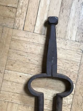 Vintage Wrought Iron Log Grabber Claw Firewood Tongs Log Lifter Fireplace Tool B 2