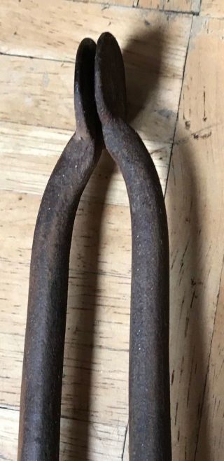 Vintage Wrought Iron Log Grabber Claw Firewood Tongs Log Lifter Fireplace Tool B 3