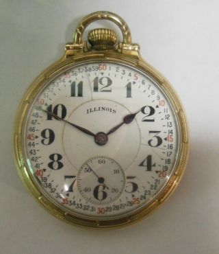 Illinois " Bunn Special " 21 Jewel Railroad Pocket Watch 10k Gold Filled 1915