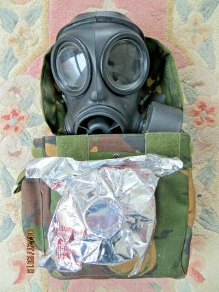 British Army S10 Gas Mask (size 2),  2 Filters (1 Foil Wrapped) & Good Haversack