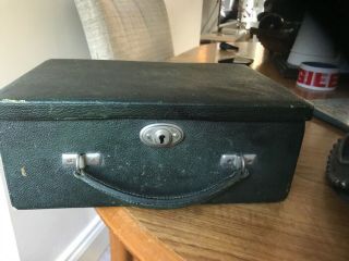 Antique Green Leather Case Art Deco Jewellery Box