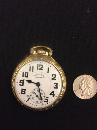 1942 Hamilton Pocket Watch 992b 10k Gf Hamilton Case 16s Runs