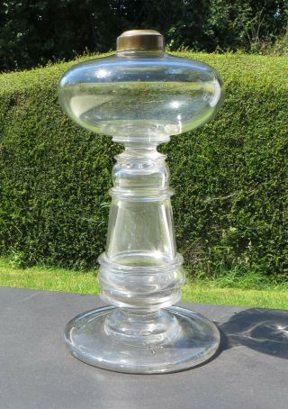 Antique/vintage Decorative Hand Blown Clear Glass Oil Lamp Base & Font