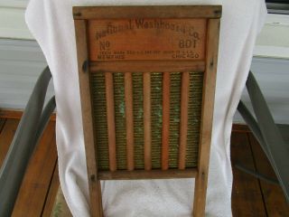 Antique Primitive National Washboard CO.  No 801 Brass King Old Wash Board 3