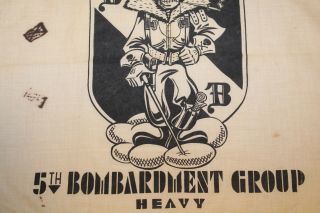 Vtg 1940s WWII 5th Bomb Group Bomber Barons Bombardment USAAF Banner Flag Scarf 4