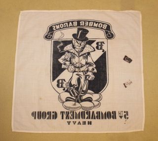 Vtg 1940s WWII 5th Bomb Group Bomber Barons Bombardment USAAF Banner Flag Scarf 8