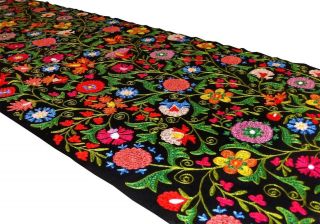 Uzbek Turkish Ottoman Handcrafted Fully Embroide Suzani Fabric By Yardage A11151