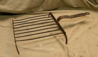 Primitive Antique Hearthware Hand Wrought Iron Trivet W Lollypop Hanger Hole