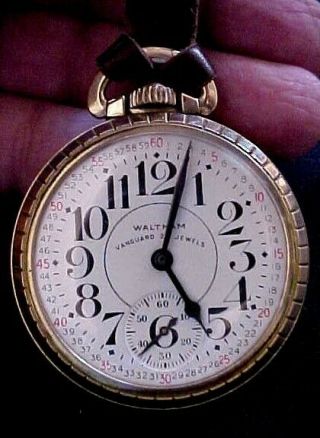 Waltham Vanguard 23 Jewel Railroad Grade Pocket Watch Running Well
