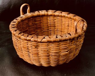Rare Miniature Antique 19th C.  Taghkanic/taconic/bushwacker Basket.  6 " D.  Aafa