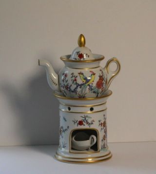 Vintage Porcelaine De Paris Veilluse French Porcelain Teapot On Stand