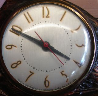 VINTAGE 1950 ' S GILBERT CAST BRASS/METAL WESTERN HORSE MANTLE SHELF CLOCK 5