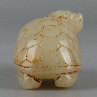 Chinese Exquisite Hand - carved Dragon turtle Carving Hetian jade statue 5