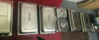 7 SET HOT FOOD WARMER display CATERING STAINLESS STEEL CHAFER CHAFING 2