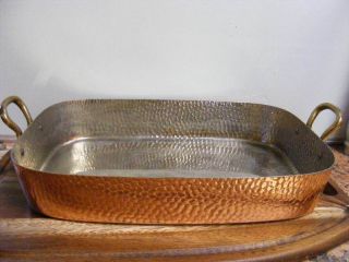 Solid Copper Clad Hammered Baking Dish Rectangular Pan Lasagna 15 " X 11 " Bakers