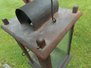 Early 19th Century American Painted Wood Barn Lantern.  Early Red Candle Lantern 10