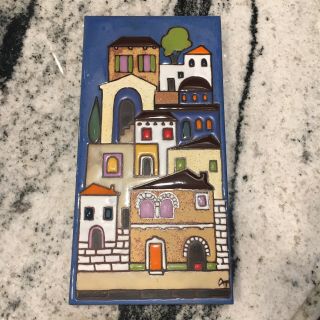 Vintage Mid Century Modern Greek Pottery Tile Wall Hanging Art Angelo Tsakirakis