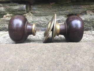 One Old Wooden Door Handles With Two Brass Backplate/roses