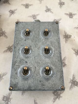 Vintage Industrial 6 Gang Metal Light Switch