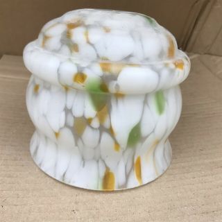 Vintage Art Deco Orange White Green Marble Glass Bowl Light Shade Lampshade