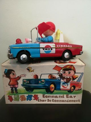 Vintage Red China Battery Tin Toy.  Command Car.  Me804