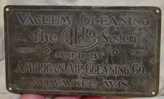 Aero Vacuum Cleaner Brass Makers Badge 1903 Horse And Wagon Carried Gas Powered