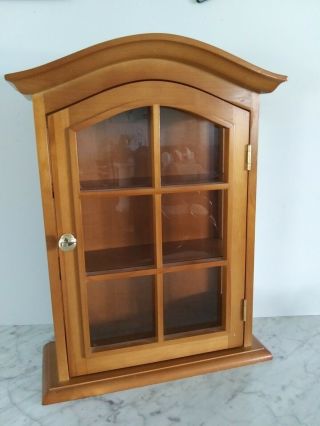 Dutch Old Wall Hanging Glass Curio Display Wooden Cabinet 15 X 6 X 20.  5 "