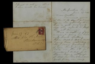 2nd Ohio Infantry Civil War Letter - Two Men Hung In Murfreesboro,  Tennessee