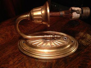 SET (3) Antique Vintage 1920 ' s Deco GOLD GILT BRASS ELECTRIC candle SCONCES pair 7