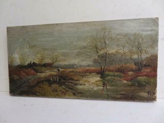 Really Old Painting Oil On Canvas Landscape Signed