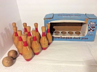 Vintage Skowhegan Duck Pins Bowling Set