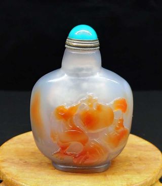3.  47 " Natural Agate Jade Snuff Bottles Exquisite Hand - Carved Statue
