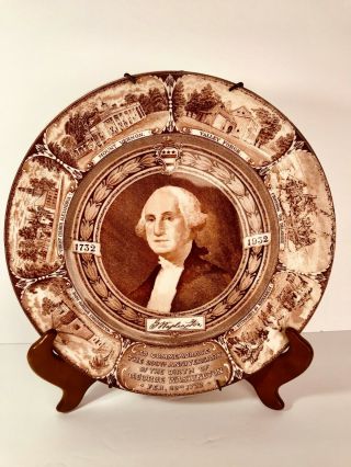 Bicentennial George Washington Porcelain Memorial Plate,  Antique Rare 1932