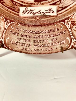 Bicentennial George Washington Porcelain Memorial Plate,  Antique RARE 1932 2