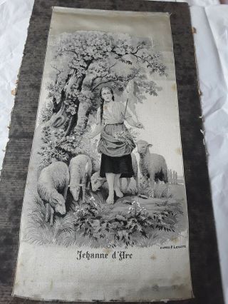 Antique Silk Tapestry Joan Of Arc Jacquard Picture D 