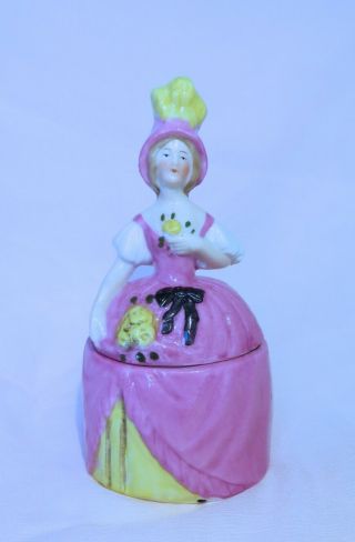 Antique Sitzendorf German Lady Powder/trinket Box/pot/jar Germany Dresser Doll