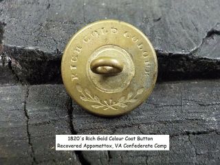 Old Rare Vintage Antique Civil War Relic Gold Gilt Confederate Coat Button 1820s