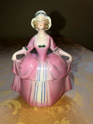 Rare Porcelain Dresser Doll - Madame Pompadour With Pink Dress Rare Color