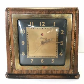 Warren Telechron 4f61 Pharaoh Mantle Clock 1930s Art Deco Inlaid Wood
