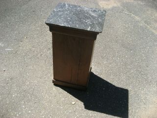 French antique small chestnut side table with marble top 2