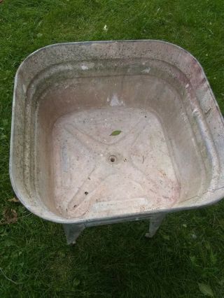 Vintage Galvanized WASH TUB on STAND w/WHEELS,  Garden Beer Cooler Wedding Decor 3