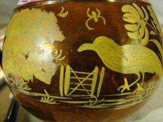 Staffordshire Copper Lustre Hand Painted Unusual White Reserved Pattern 19th c 7