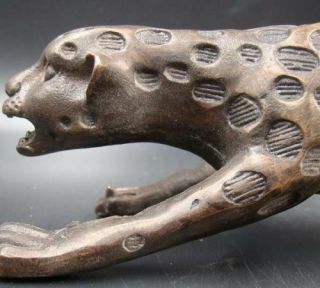 300mm Collectible Handmade Carving Statue Leopard panther Copper Deco Art 2