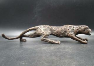 300mm Collectible Handmade Carving Statue Leopard panther Copper Deco Art 4