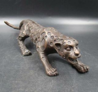 300mm Collectible Handmade Carving Statue Leopard panther Copper Deco Art 5