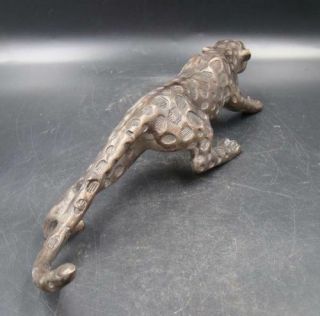 300mm Collectible Handmade Carving Statue Leopard panther Copper Deco Art 6